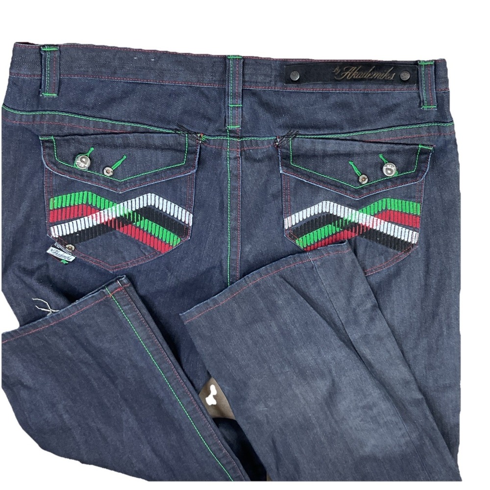 Akademiks Mens Baggy Jeans Y2K Embroidered Pockets Denim Skater Pants 40 Vintage